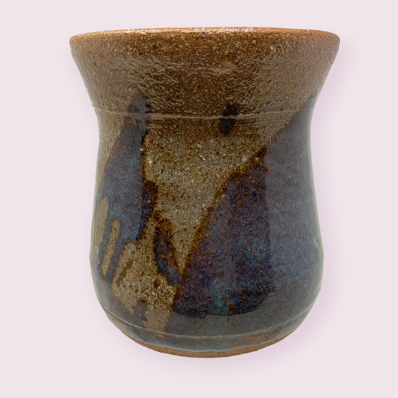 Vintage Artisan Pottery Handmade Vessel MCM Drip Glaze Signed Incised MT ? - Picture 1 of 7